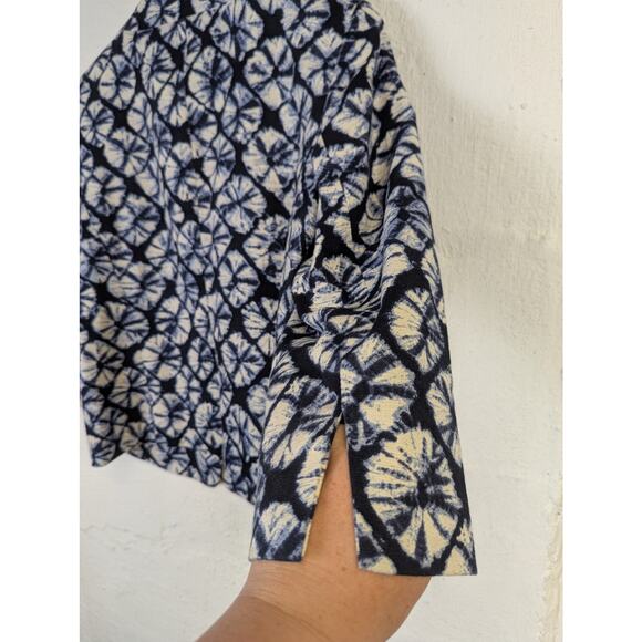 Talbots Printed Swing Blazer Womens 12 Petite Blue Tie Dye Florals Retro Office - Picture 5 of 6